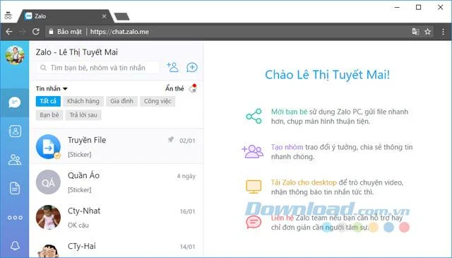 Cómo chatear con Zalo sin software con Zalo Web