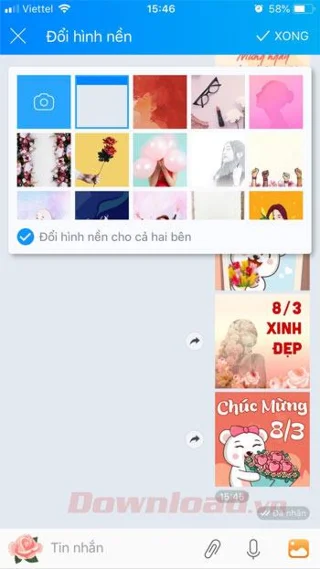 Cómo cambiar el fondo del chat en Zalo