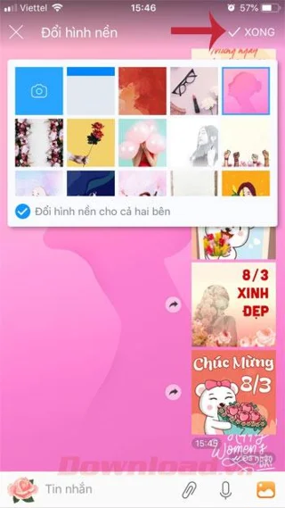 Configurações de fundo no Zalo