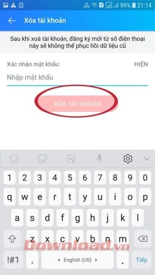 如何在手機上刪除帳戶Zalo