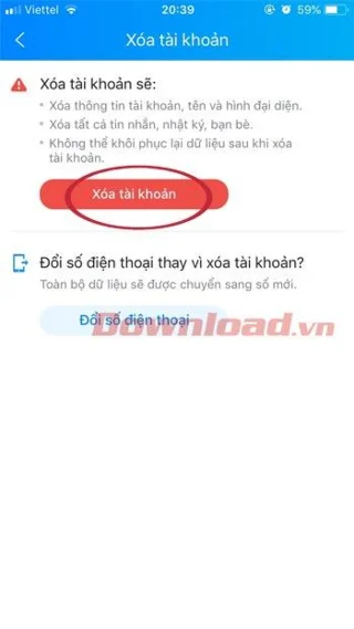 如何在手機上刪除帳戶Zalo