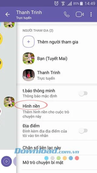 Instrucciones para cambiar el fondo de pantalla del chat de Viber