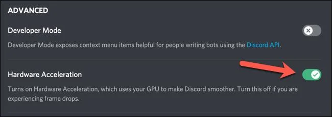 Cómo habilitar / deshabilitar la aceleración de hardware en Discord