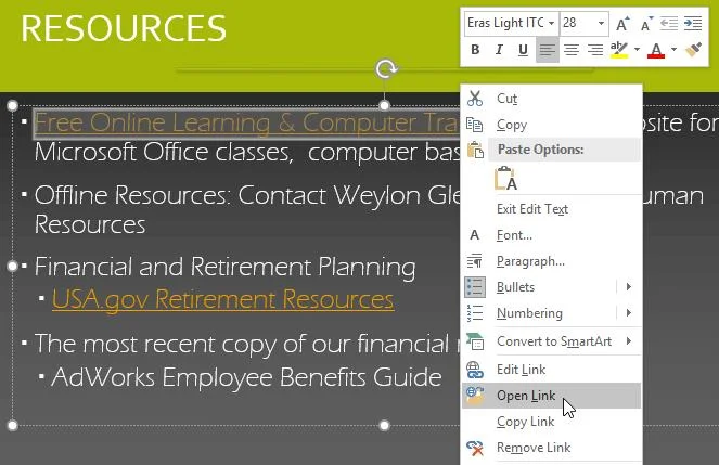 Learn PowerPoint - Lesson 28: How to insert links in Microsoft PowerPoint