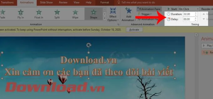 Instructions to create a clapping effect on PowerPoint