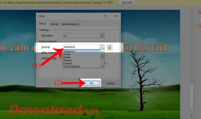 Instructions to create a clapping effect on PowerPoint