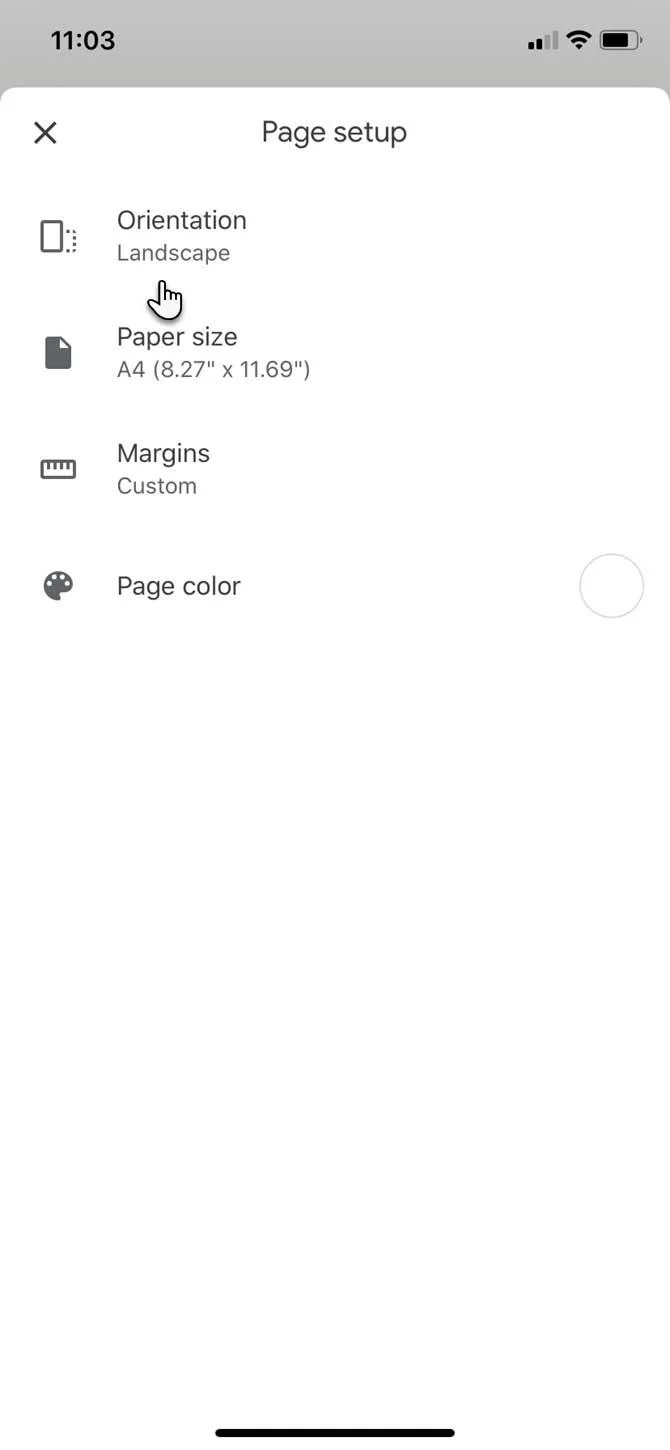 How to change page orientation on Google Docs to landscape