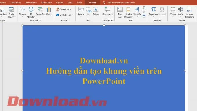 Instructions to create a border on PowerPoint