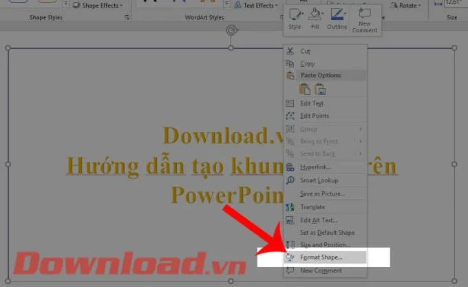 Instructions to create a border on PowerPoint