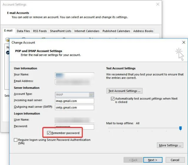 Fix Outlook asking for password continuously