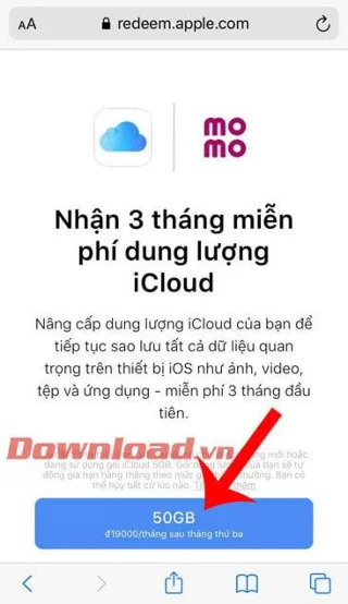 50GB의 무료 iCloud 저장 공간을 9개월간 사용하기 위한 지침