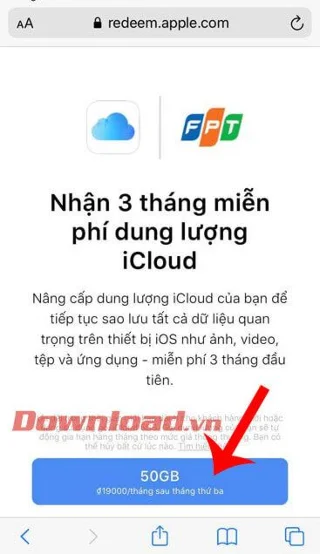 50GB의 무료 iCloud 저장 공간을 9개월간 사용하기 위한 지침