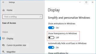 Transparantie-effecten in- of uitschakelen in Windows 10