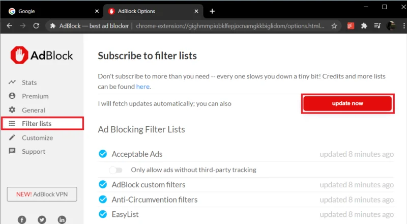 AdblockがYouTubeで機能しなくなった問題を修正