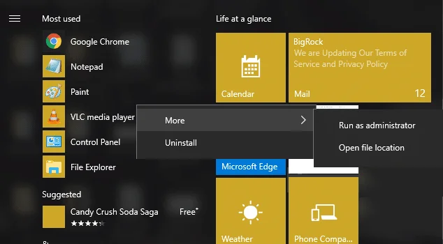Windows10でタスクバーにピンがないのを修正