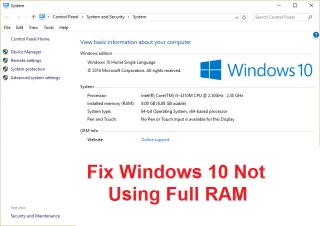 Fix Windows 10 gebruikt geen volledig RAM