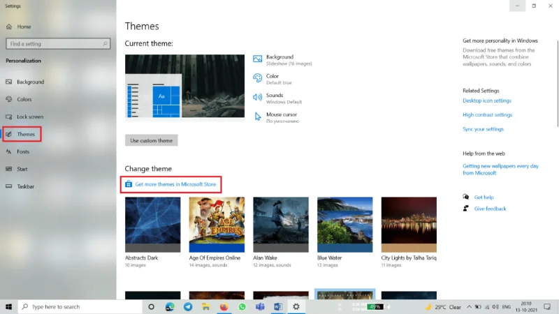 Thema's downloaden voor Windows 10