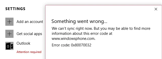 Er is iets misgegaan tijdens het synchroniseren van de e-mailapp in Windows 10