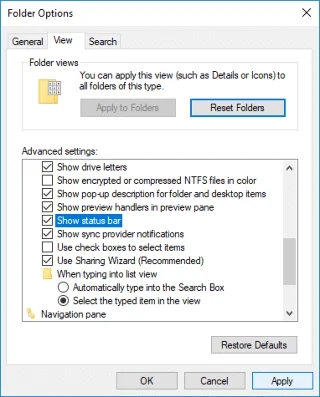 Dayakan atau Lumpuhkan Bar Status dalam Penjelajah Fail dalam Windows 10