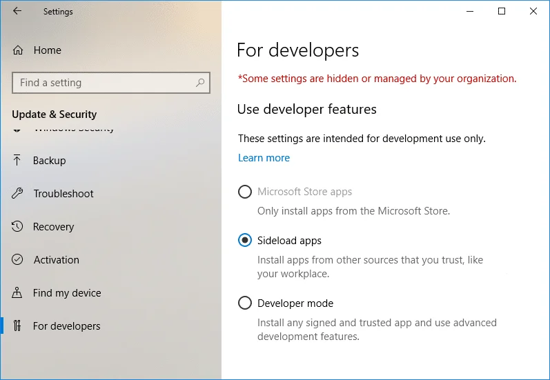 تمكين أو تعطيل وضع المطور في نظام التشغيل Windows 10