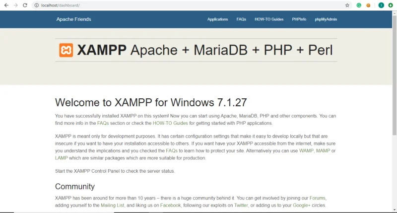Windows10にXAMPPをインストールして構成する