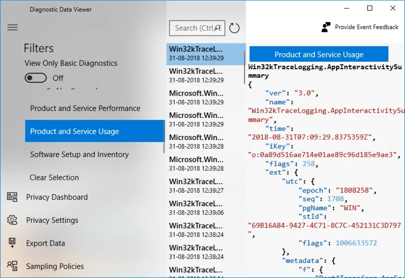 تمكين أو تعطيل عارض البيانات التشخيصية في نظام التشغيل Windows 10