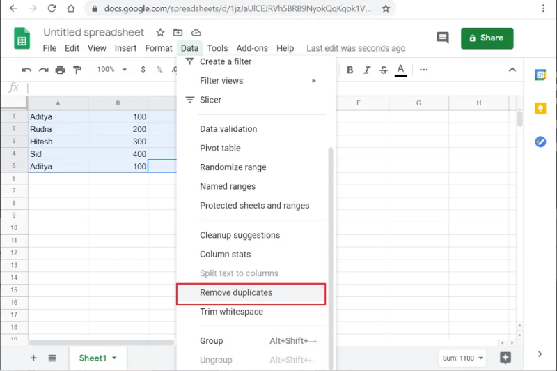6 روش برای حذف موارد تکراری در Google Sheets