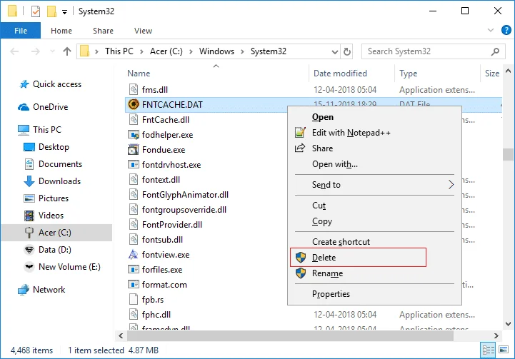 Herbouw lettertypecache in Windows 10