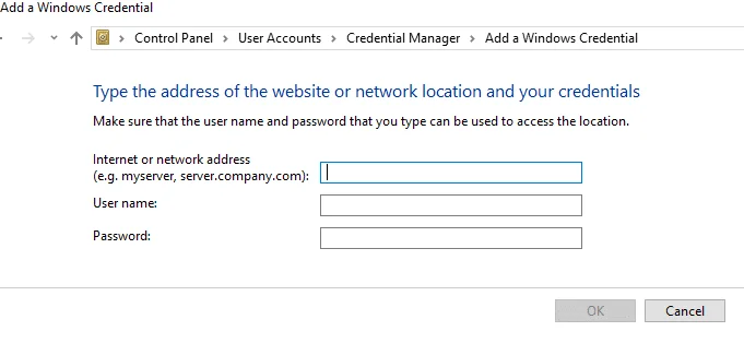 Windows10でのネットワーク資格情報の入力エラーを修正
