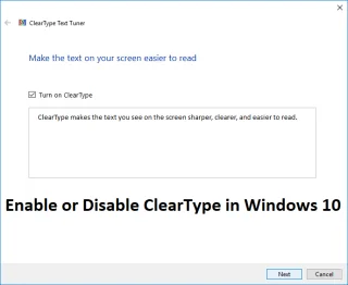 Schakel ClearType in of uit in Windows 10