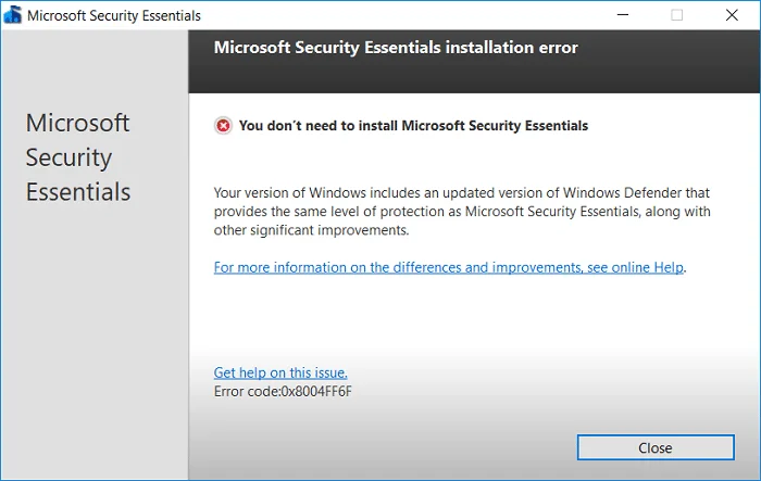 Windows10でMicrosoftSecurityEssentialsをアンインストールする