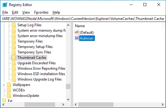 Windows10のサムネイルキャッシュの自動削除を停止する
