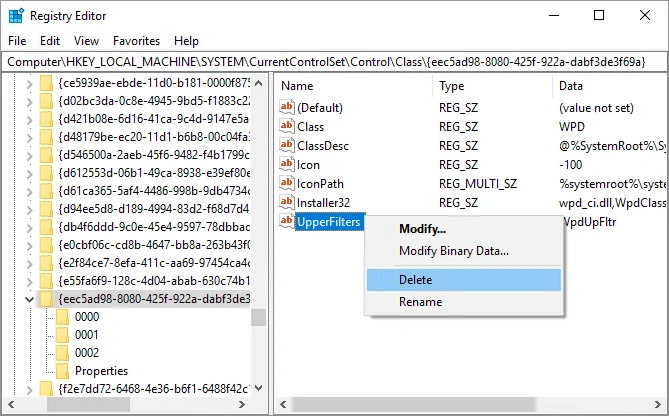 Installatie van MTP USB-apparaatstuurprogramma mislukt