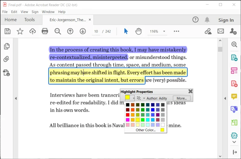 如何在 Adob​​e Acrobat Reader 中更改突出顯示顏色