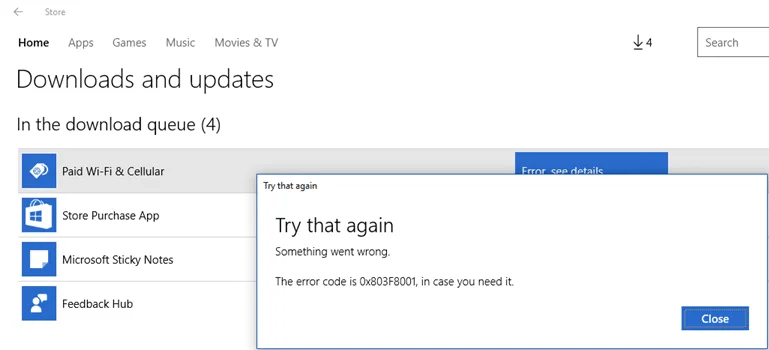 Fix Windows Store-foutcode 0x803F8001