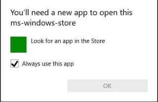 Vous aurez besoin d'une nouvelle application pour l'ouvrir - ms-windows-store
