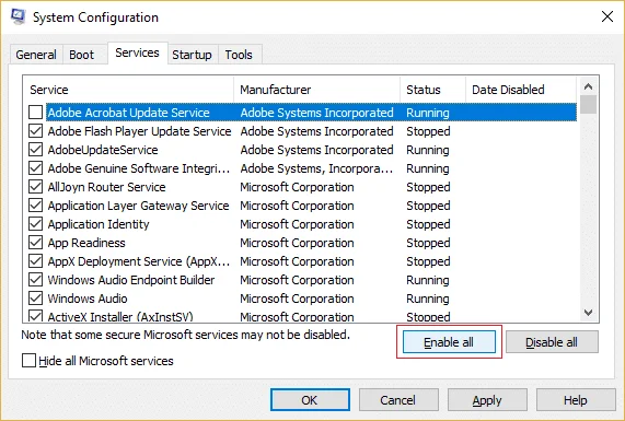 Betulkan MSCONFIG Tidak Akan Menyimpan Perubahan pada Windows 10