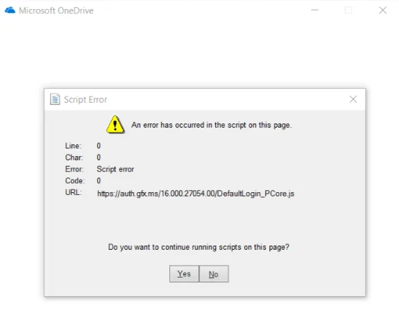 Betulkan Ralat Skrip OneDrive pada Windows 10