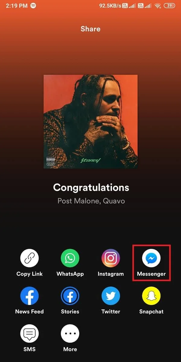 Comment envoyer de la musique sur Facebook Messenger