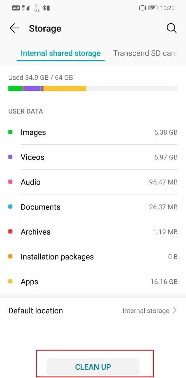Fix Onvoldoende opslag beschikbaar Fout op Android