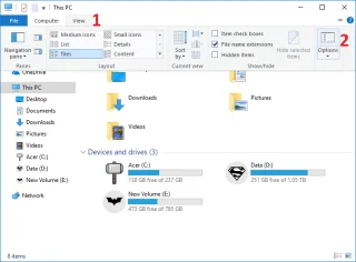 Statusbalk in- of uitschakelen in Verkenner in Windows 10