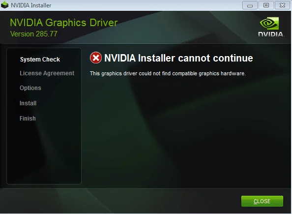 [OPGELOST] NVIDIA-installatieprogramma kan niet doorgaan Fout