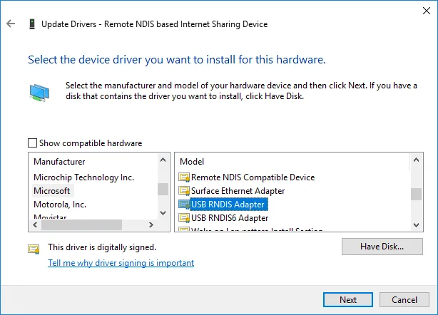 Correction du partage de connexion USB ne fonctionnant pas sous Windows 10