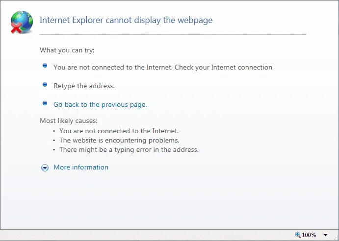 Solucionar el error de recuperación de la página web en Internet Explorer
