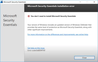 Verwijder Microsoft Security Essentials in Windows 10