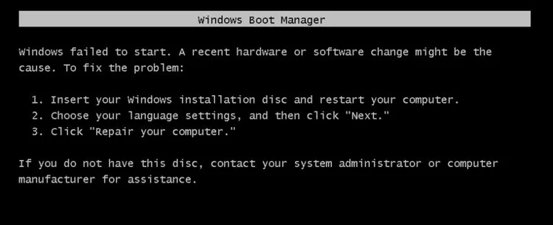 Fix Windows kon niet starten. Een recente hardware- of softwarewijziging kan de oorzaak zijn