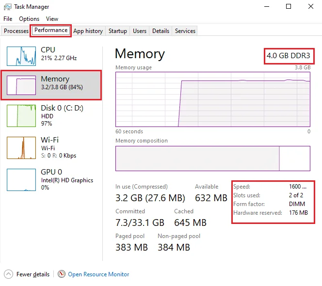 Hoe de RAM-snelheid, -grootte en -type in Windows 10 te controleren