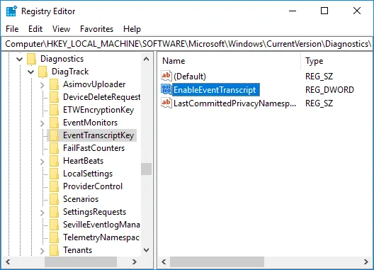 تمكين أو تعطيل عارض البيانات التشخيصية في نظام التشغيل Windows 10