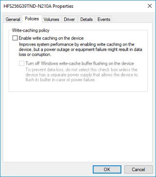 在 Windows 10 中啟用或禁用磁盤寫入緩存
