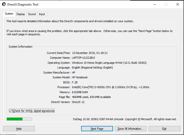Cara menggunakan Alat Diagnostik DirectX dalam Windows 10